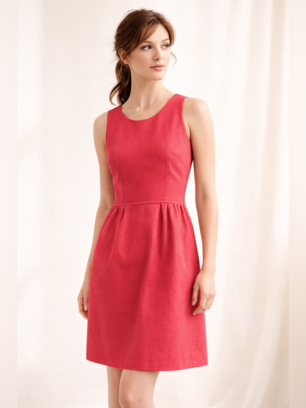 J.Crew Structured Cotton Fit Flare Dress Office Siren Quiet Luxury Sz 00 - Picture 2 of 11